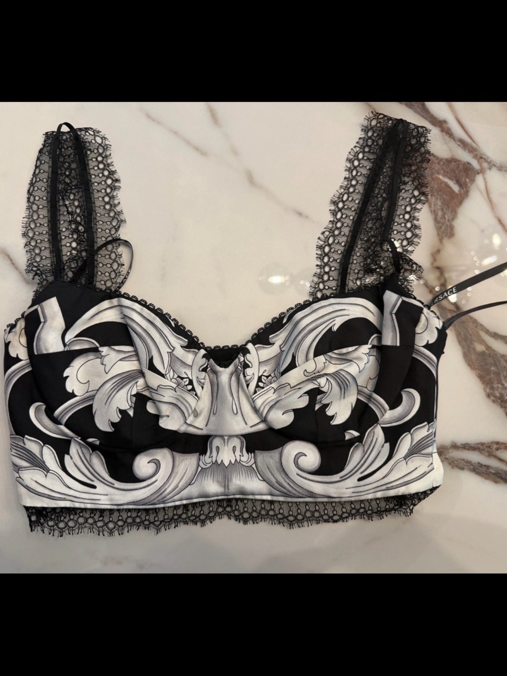 Versace Black and White Baroque Lace Bustier Never been worn this size 0 or XXS